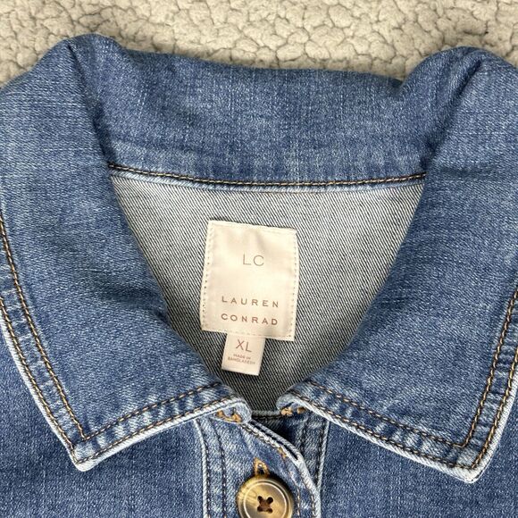 LC Lauren Conrad Blue Striped Jean Jacket - Picture 10 of 15